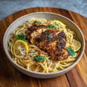 Cacio e Pepe–Inspired Pasta with Lemon Paprika Chicken