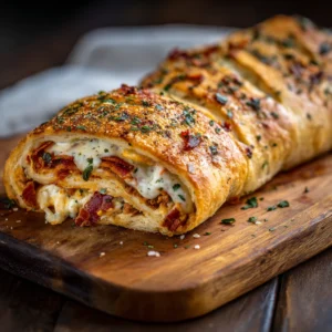 Chicken Beef Bacon Ranch Stromboli