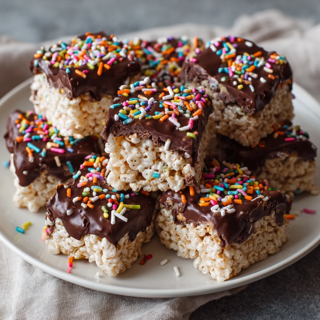 Chocolate Dipped Rice Krispy Treats (No-Bake Dessert)