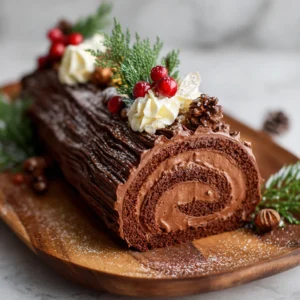 Classic Chocolate Yule Log Cake (Bûche de Noël)