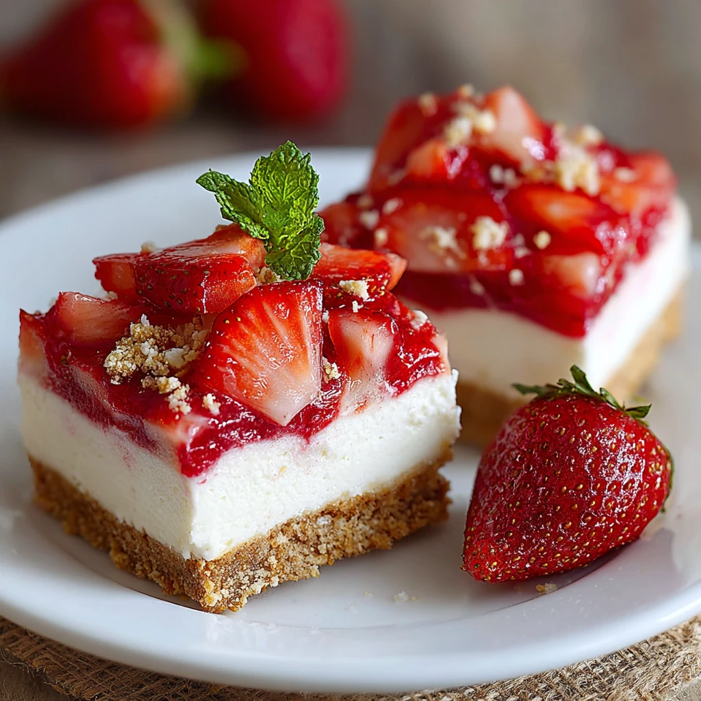 Easy & Creamy No Bake Strawberry Cheesecake Bars
