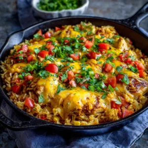 Easy One-Pan Cheesy Southwest Chicken & Rice Recipe