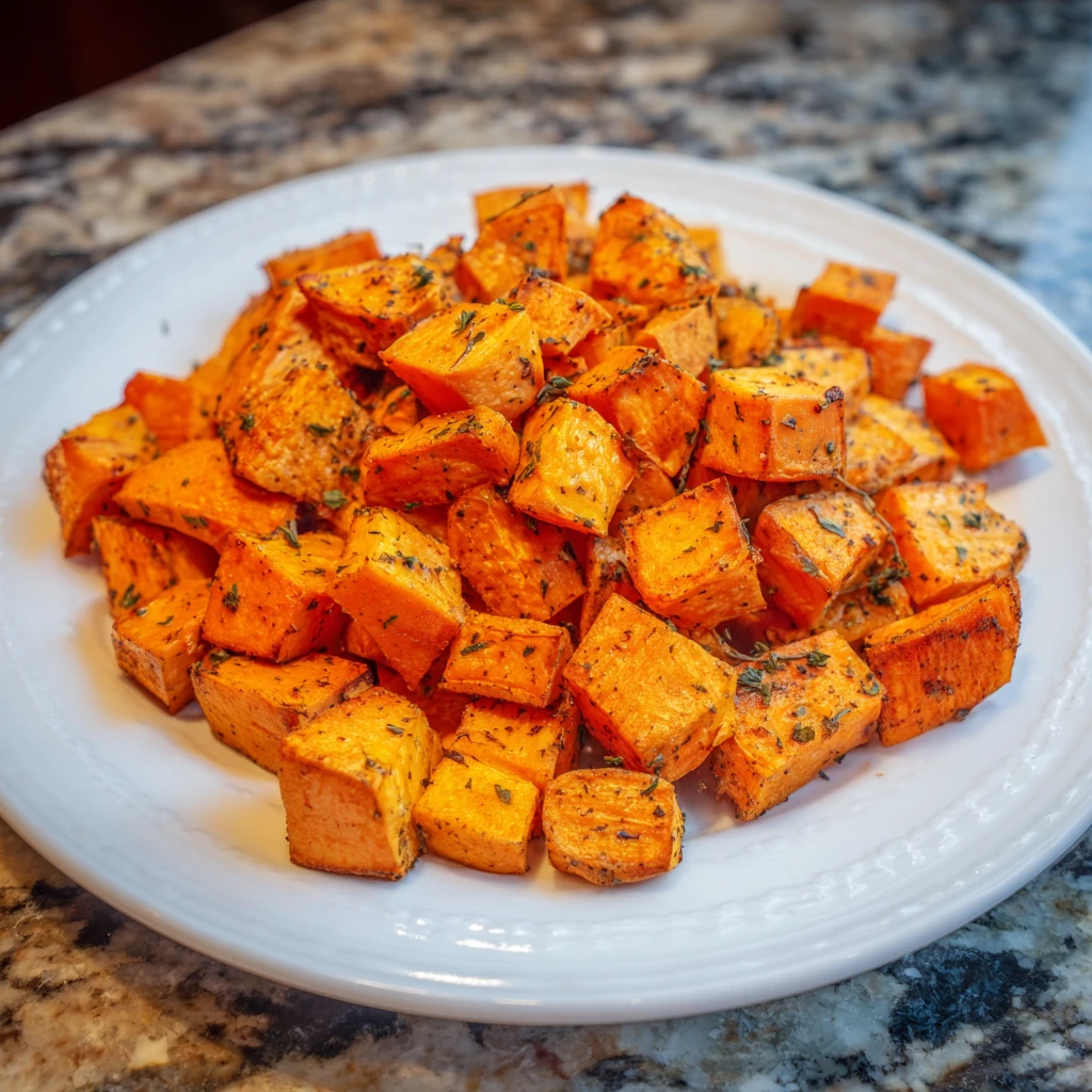Roasted Cubed Sweet Potatoes