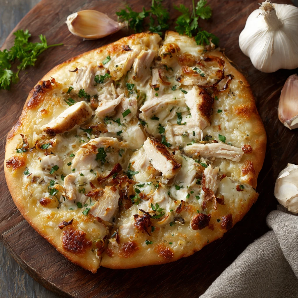 Roasted Garlic White Chicken Pizza: 5-Star Recipe | Easy & Delicious