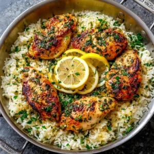 The Best Chicken Scampi with Garlic Parmesan Rice