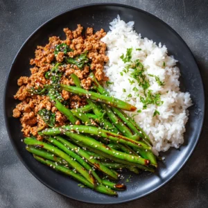 Weeknight Ground Turkey with Green Beans Teriyaki