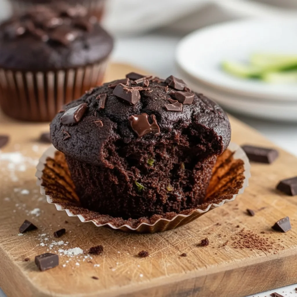 Moist Chocolate Zucchini Muffins