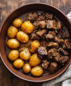 Slow Cooker Garlic Butter Beef Bites with Potatoes - Dinner Ideas For All | Meals for Everyone