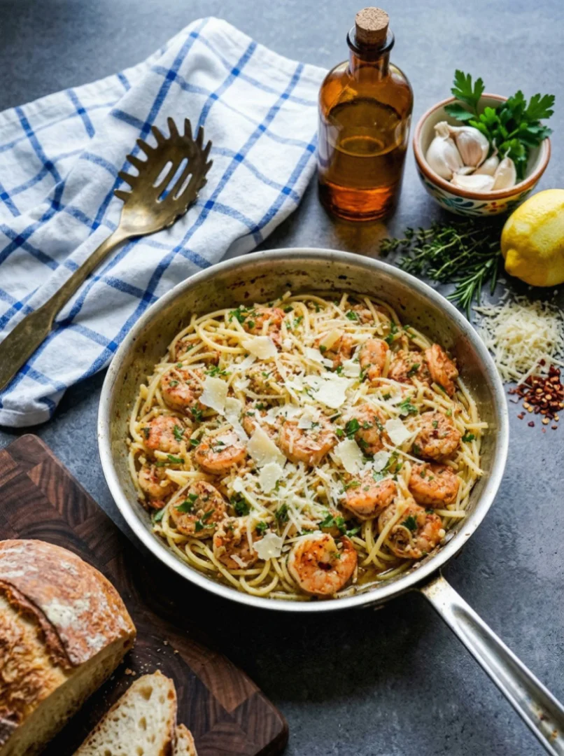 Blue Ribbon Garlic Shrimp Scampi and Pasta
