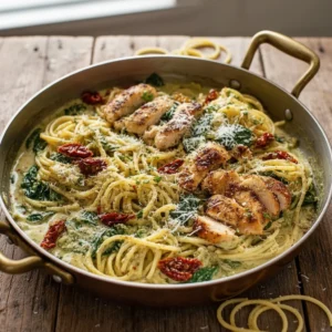 Ultimate Creamy Chicken Pesto Pasta with Spinach - Cook it Tasty