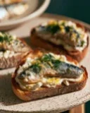 Crispy Sardine Toast with Lemon, Herbs, and Creamy Spread