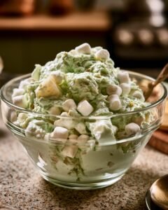 Pistachio Jello Salad with Pineapple and Marshmallows