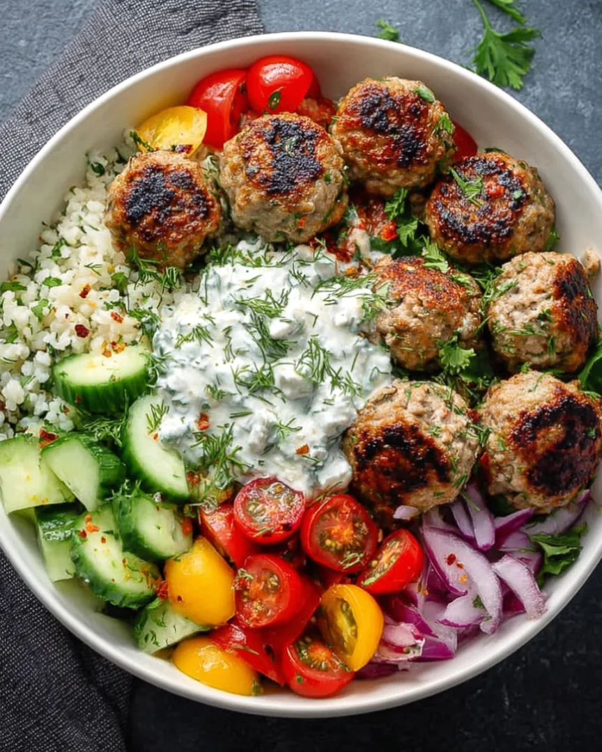 Greek Turkey Meatball Bowls