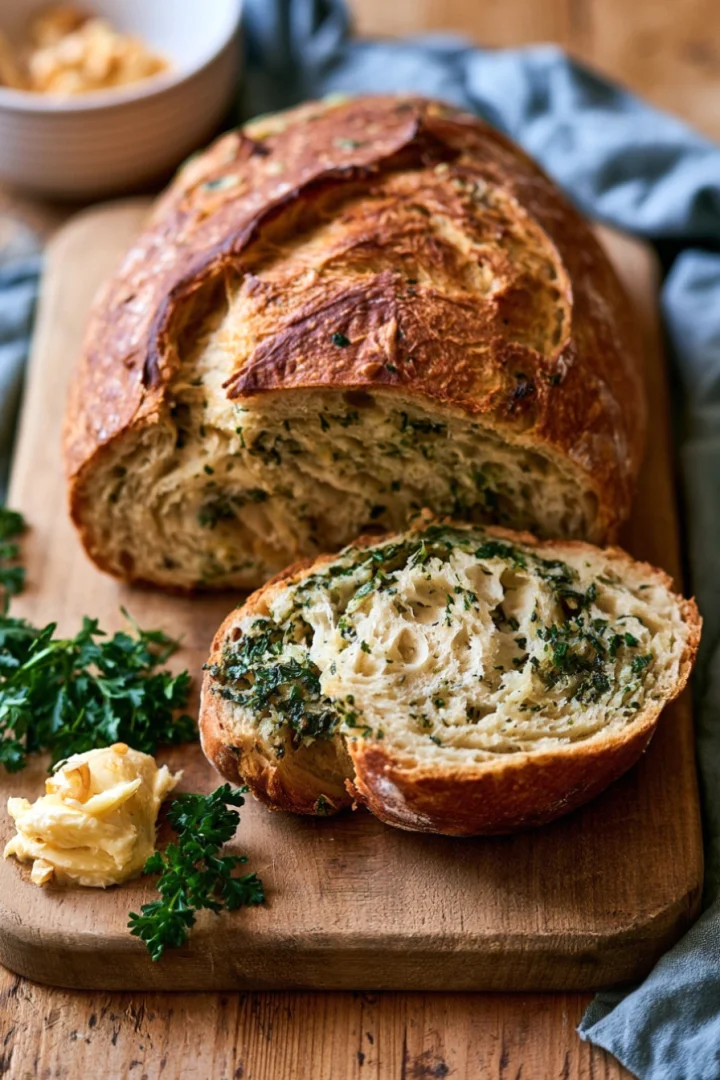 Ingredients and preparation for Pull-Apart Garlic Herb Bread for Family Dinners